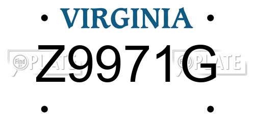 Z9971G Virginia License Plate