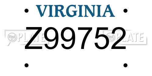Z99752 Virginia License Plate