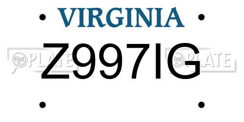 Z997IG Virginia License Plate