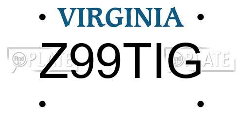 Z99TIG Virginia License Plate