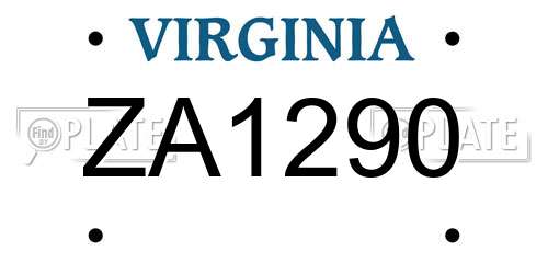ZA1290 Virginia License Plate