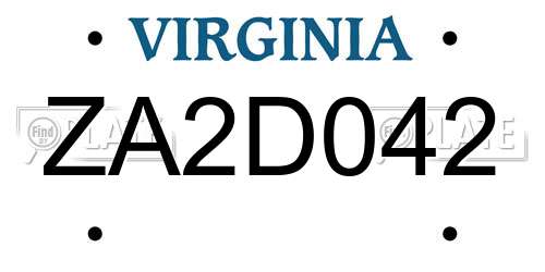 ZA2D042 Virginia License Plate