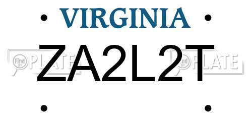ZA2L2T Virginia License Plate