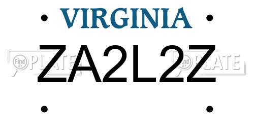 ZA2L2Z Virginia License Plate