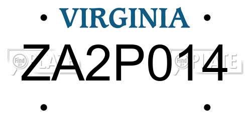 ZA2P014 Virginia License Plate