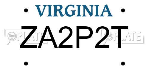 ZA2P2T Virginia License Plate