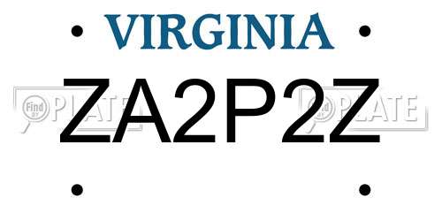 ZA2P2Z Virginia License Plate