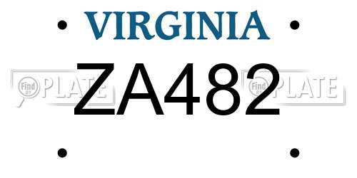 ZA482 Virginia License Plate