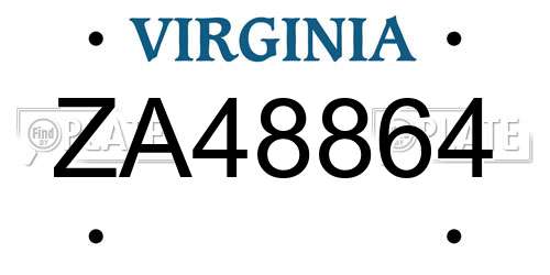 ZA48864 Virginia License Plate