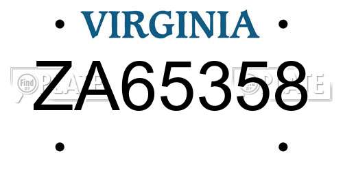 ZA65358 Virginia License Plate