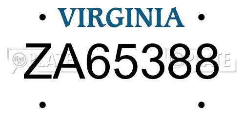 ZA65388 Virginia License Plate