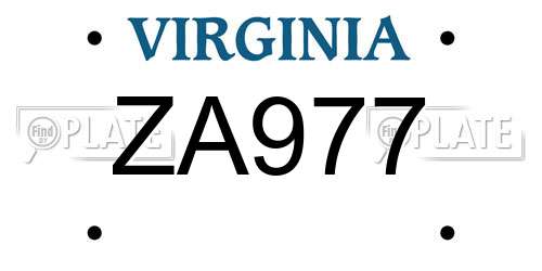 ZA977 Virginia License Plate