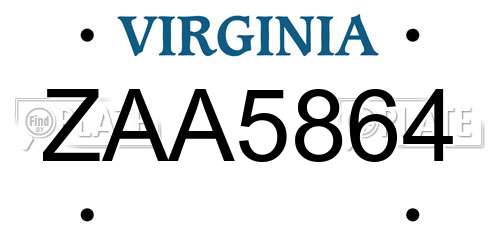 ZAA5864 Virginia License Plate