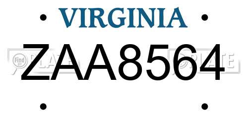 ZAA8564 Virginia License Plate