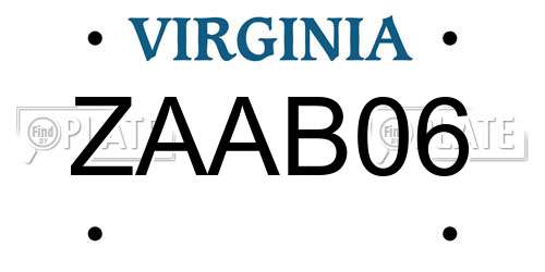 ZAAB06 Virginia License Plate