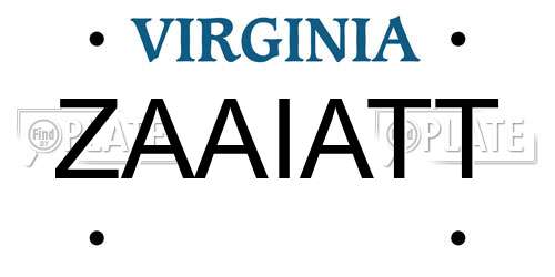 ZAAIATT Virginia License Plate