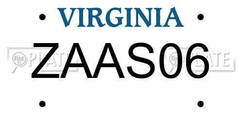 ZAAS06 Virginia License Plate