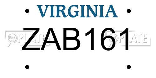 ZAB161 Virginia License Plate