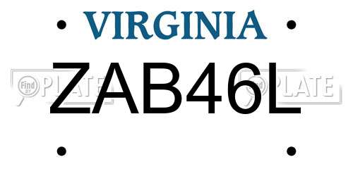 ZAB46L Virginia License Plate