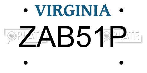 ZAB51P Virginia License Plate