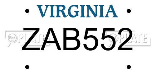 ZAB552 Virginia License Plate