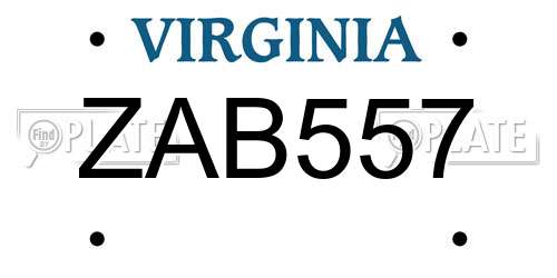 ZAB557 Virginia License Plate