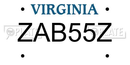 ZAB55Z Virginia License Plate