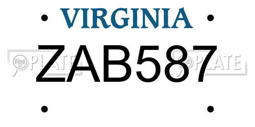 ZAB587 Virginia License Plate