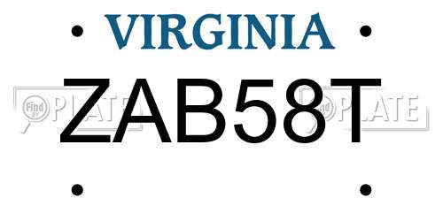 ZAB58T Virginia License Plate