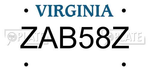 ZAB58Z Virginia License Plate