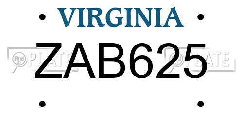 ZAB625 Virginia License Plate