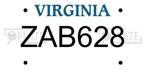 ZAB628 Virginia License Plate