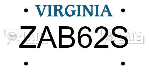 ZAB62S Virginia License Plate