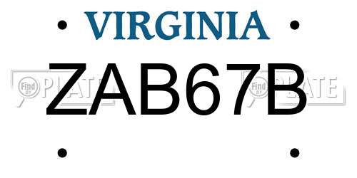 ZAB67B Virginia License Plate