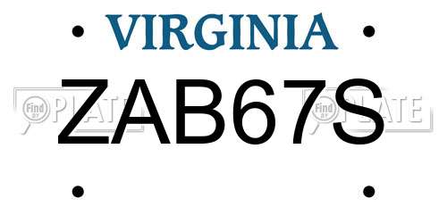 ZAB67S Virginia License Plate