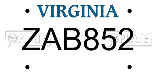 ZAB852 Virginia License Plate