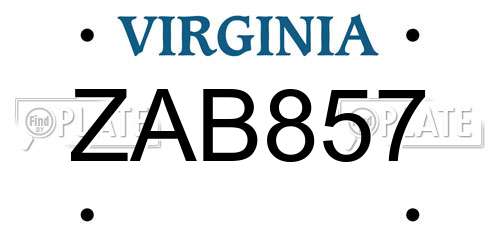 ZAB857 Virginia License Plate