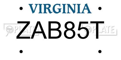 ZAB85T Virginia License Plate