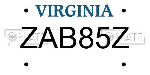 ZAB85Z Virginia License Plate