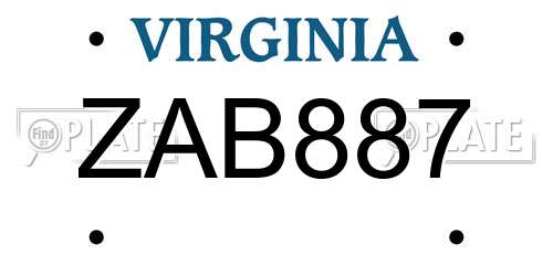 ZAB887 Virginia License Plate