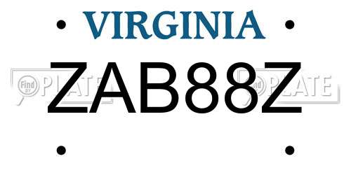 ZAB88Z Virginia License Plate