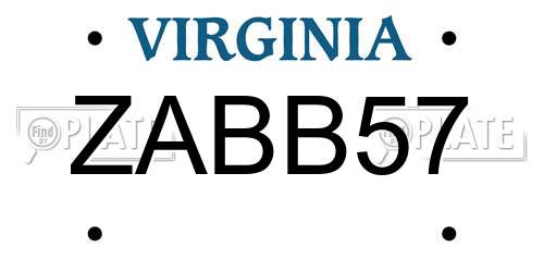 ZABB57 Virginia License Plate