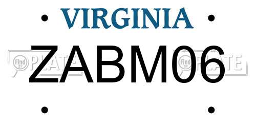 ZABM06 Virginia License Plate