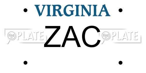 ZAC Virginia License Plate