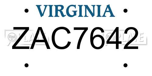 ZAC7642 Virginia License Plate