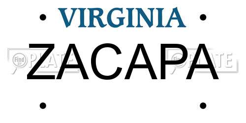 ZACAPA Virginia License Plate