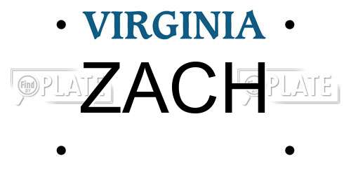 ZACH Virginia License Plate
