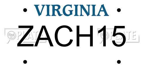 ZACH15 Virginia License Plate