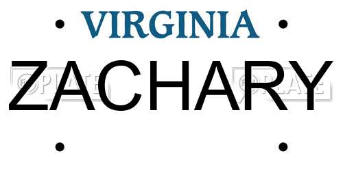 ZACHARY Virginia License Plate