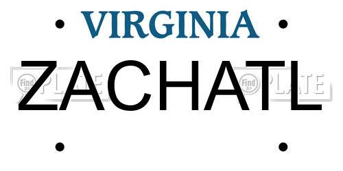 ZACHATL Virginia License Plate